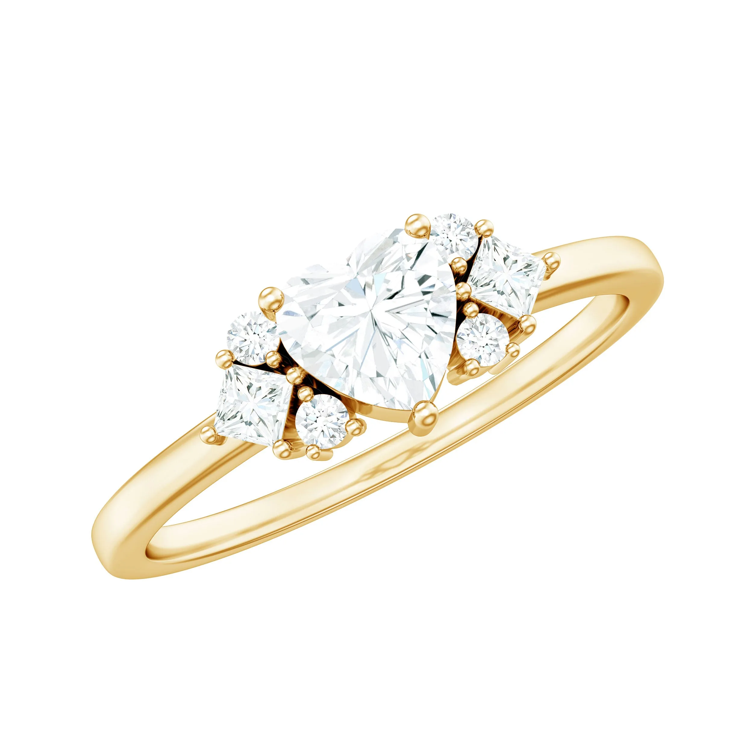 1 CT Minimal Heart Shape Moissanite Engagement Ring