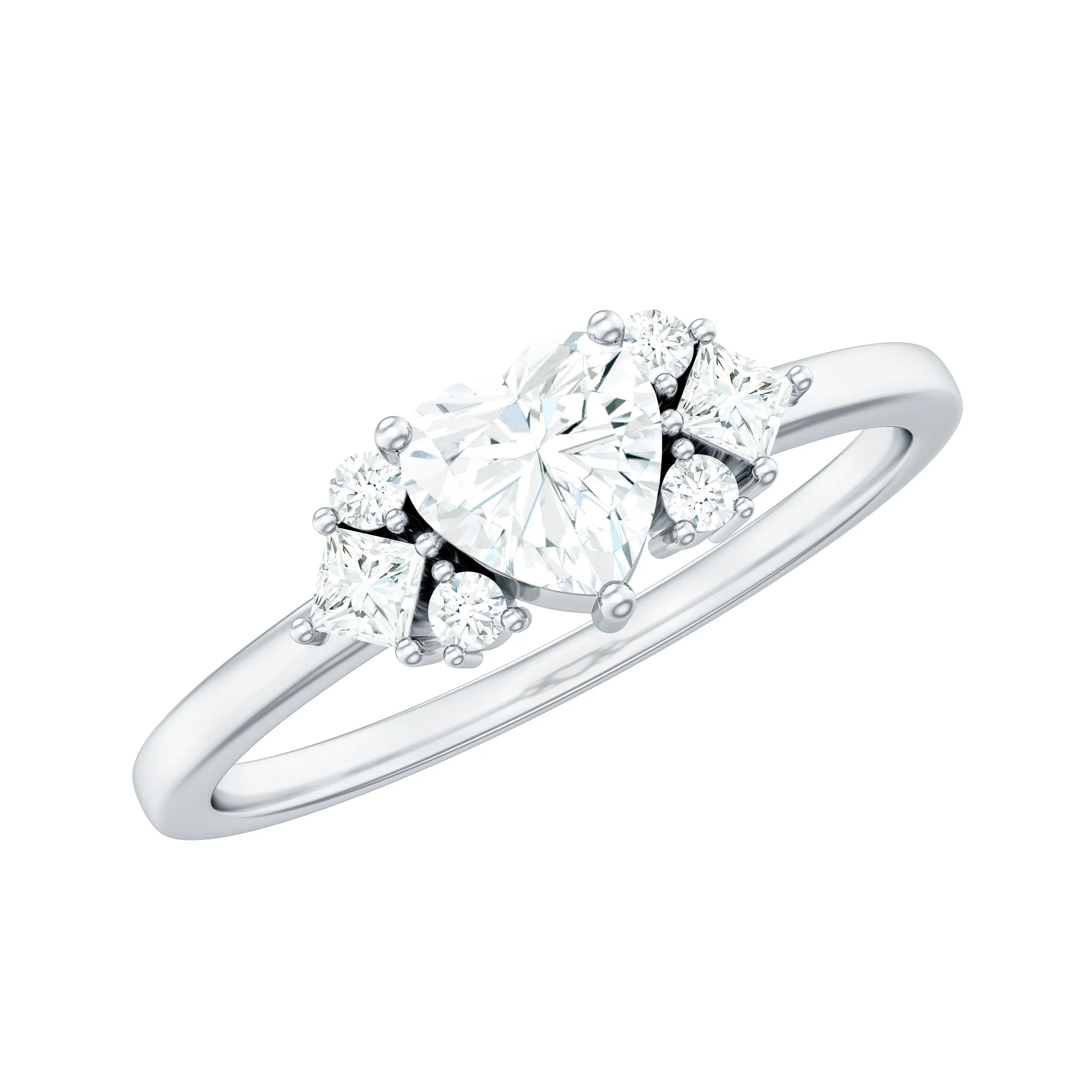 1 CT Minimal Heart Shape Moissanite Engagement Ring