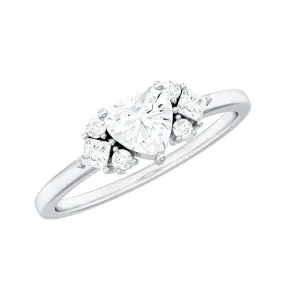 1 CT Minimal Heart Shape Moissanite Engagement Ring