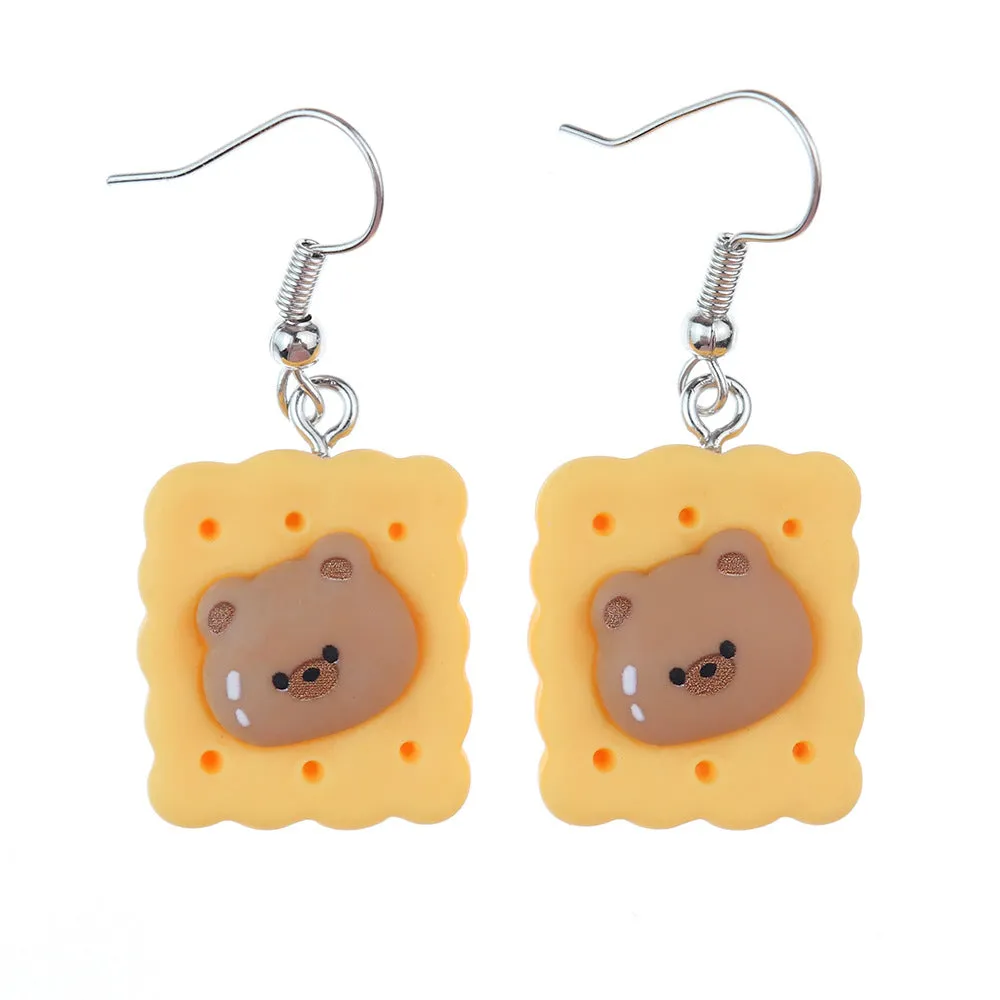 1 Pair Cute Sweet Ice Cream Fruit Plastic Resin Drop Earrings