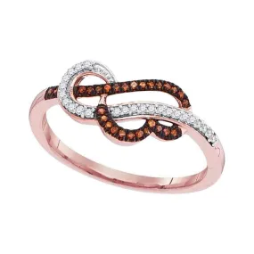 10k Rose Gold Women's Red Diamond Heart Strand Ring - FREE Shipping (US/CA)