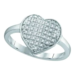 10kt White Gold Women's Round Diamond Heart Cluster Ring 1/4 Cttw - FREE Shipping (US/CAN)