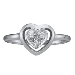 10kt White Gold Women's Round Diamond Simple Heart Cluster Ring 1/20 Cttw - FREE Shipping (US/CAN)