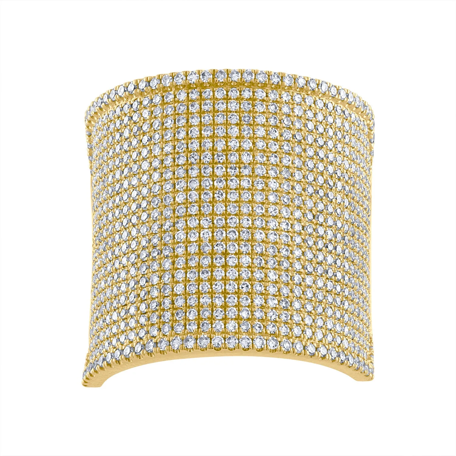 14KT GOLD DIAMOND PAVE WIDE RECTANGULAR RING