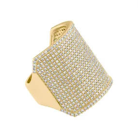 14KT GOLD DIAMOND PAVE WIDE RECTANGULAR RING