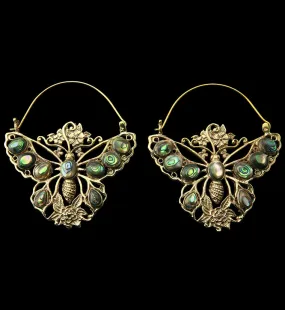 18G Butterfly Abalone Brass Hangers / Earrings