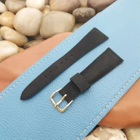 19mm Kreisler Tapered Short Black Suede Classic Unused 1960s Vintage Watch Band