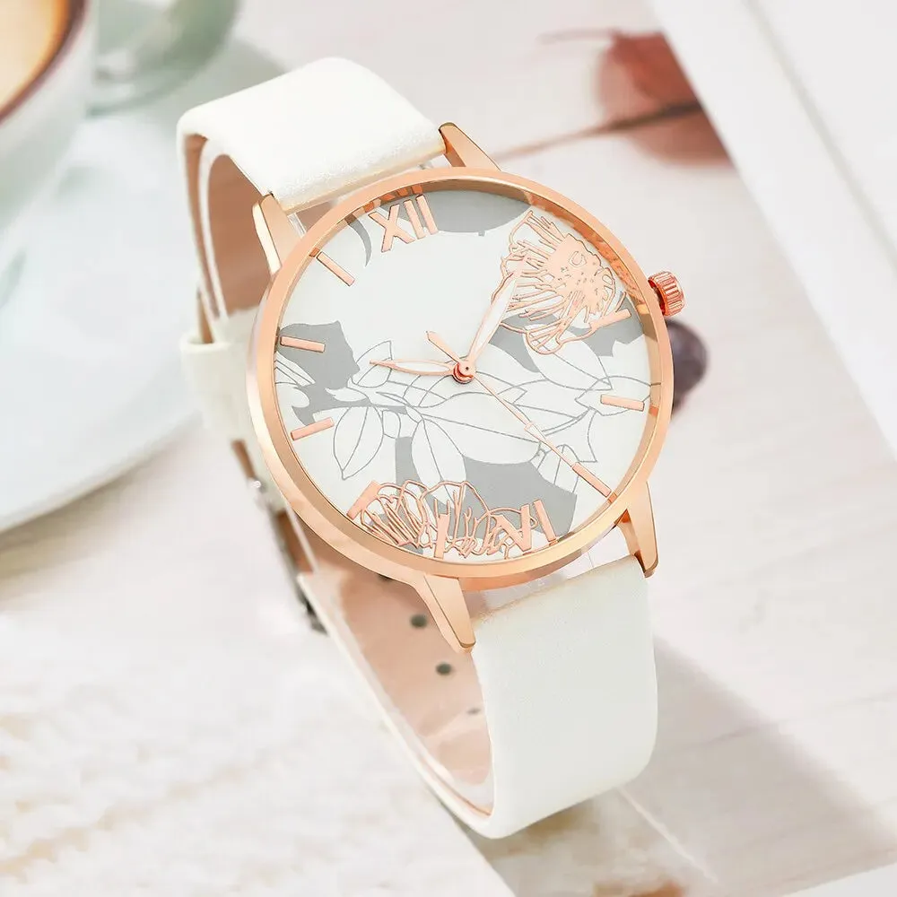 5PCS Set Fashion Casual Women Jewelry Watches Ladies Quartz Watch Womens