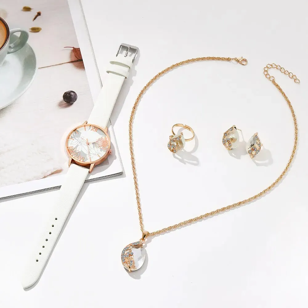 5PCS Set Fashion Casual Women Jewelry Watches Ladies Quartz Watch Womens