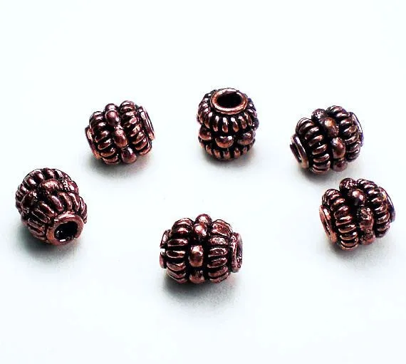 8mm Genuine Copper Beads Copper Barrel Bead Large Hole Beads 6 pcs. GC-326