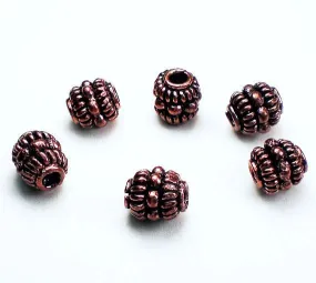 8mm Genuine Copper Beads Copper Barrel Bead Large Hole Beads 6 pcs. GC-326
