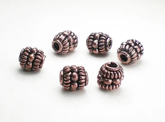 8mm Genuine Copper Beads Copper Barrel Bead Large Hole Beads 6 pcs. GC-326