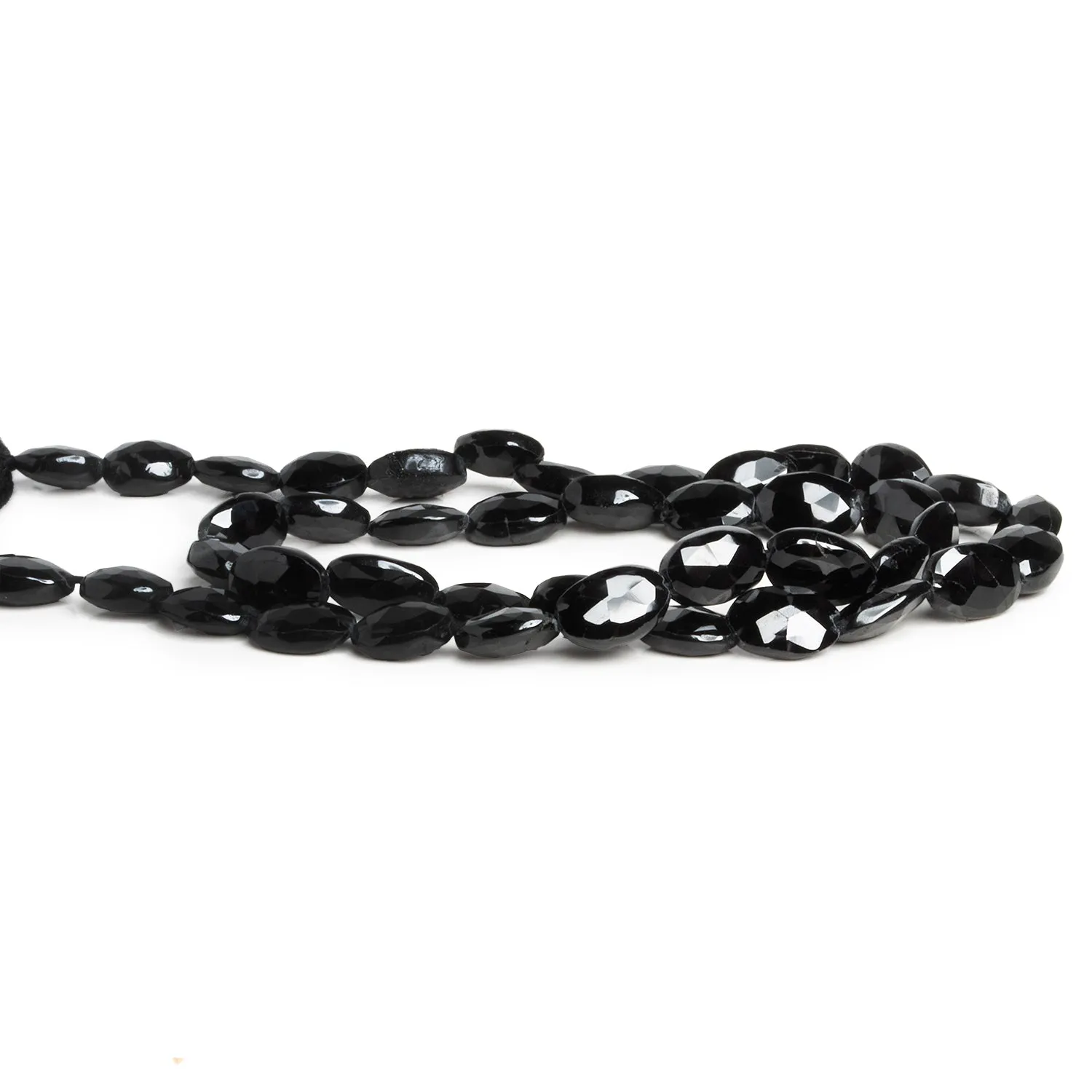 8x5mm Black Spinel Faceted Ovals 12 inch 43 beads