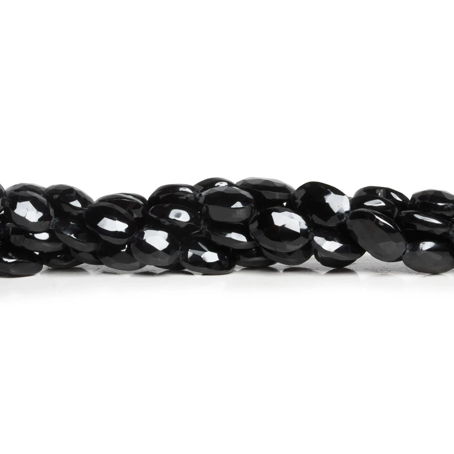 8x5mm Black Spinel Faceted Ovals 12 inch 43 beads