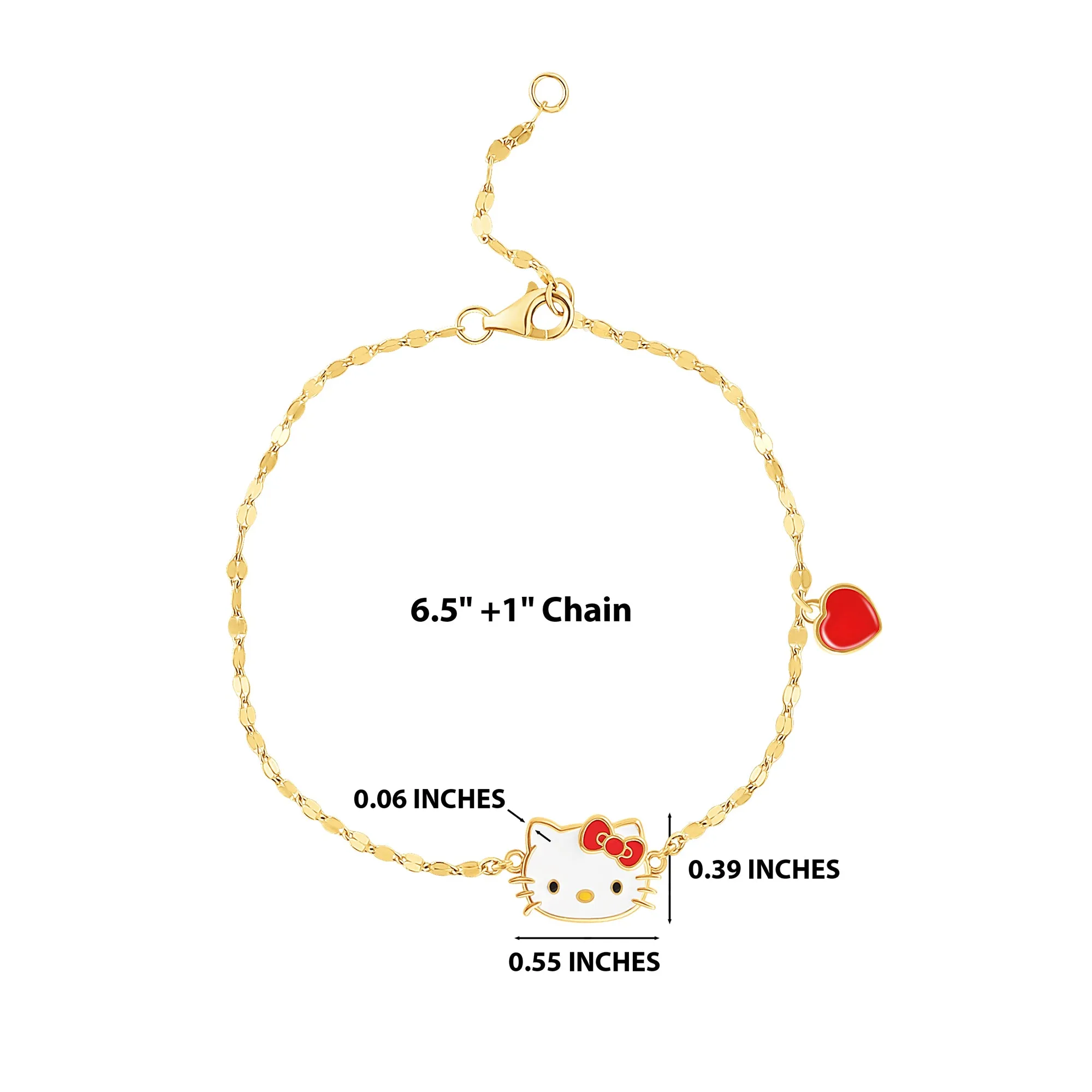 925 Yg flash plated 6.5" 1" Hello Kitty Bracelet