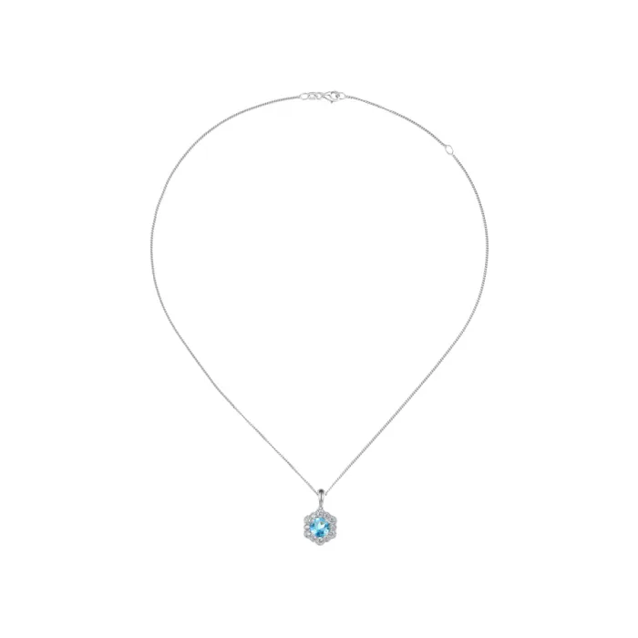 Amore Argento Sterling Silver Blue Topaz & CZ Cluster Necklace