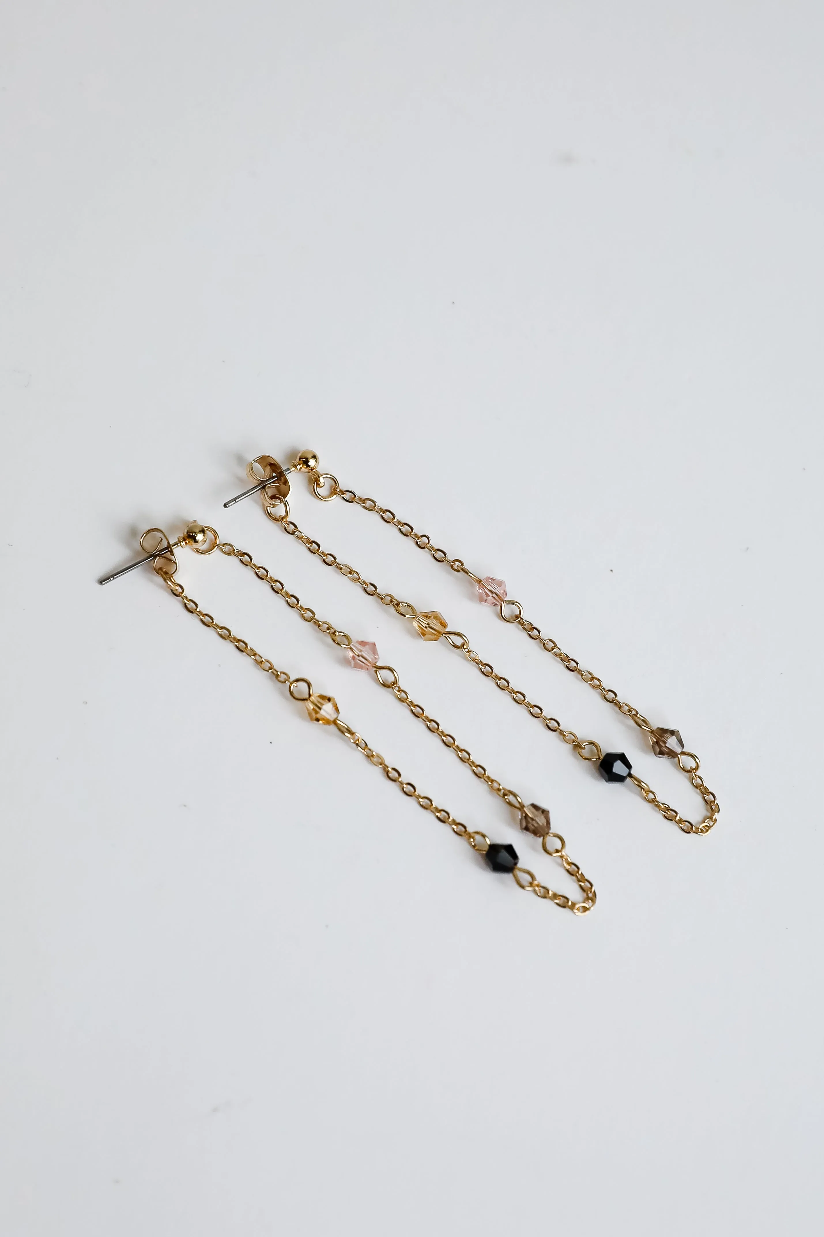 Ashley Gold Beaded Chain Drop Earrings