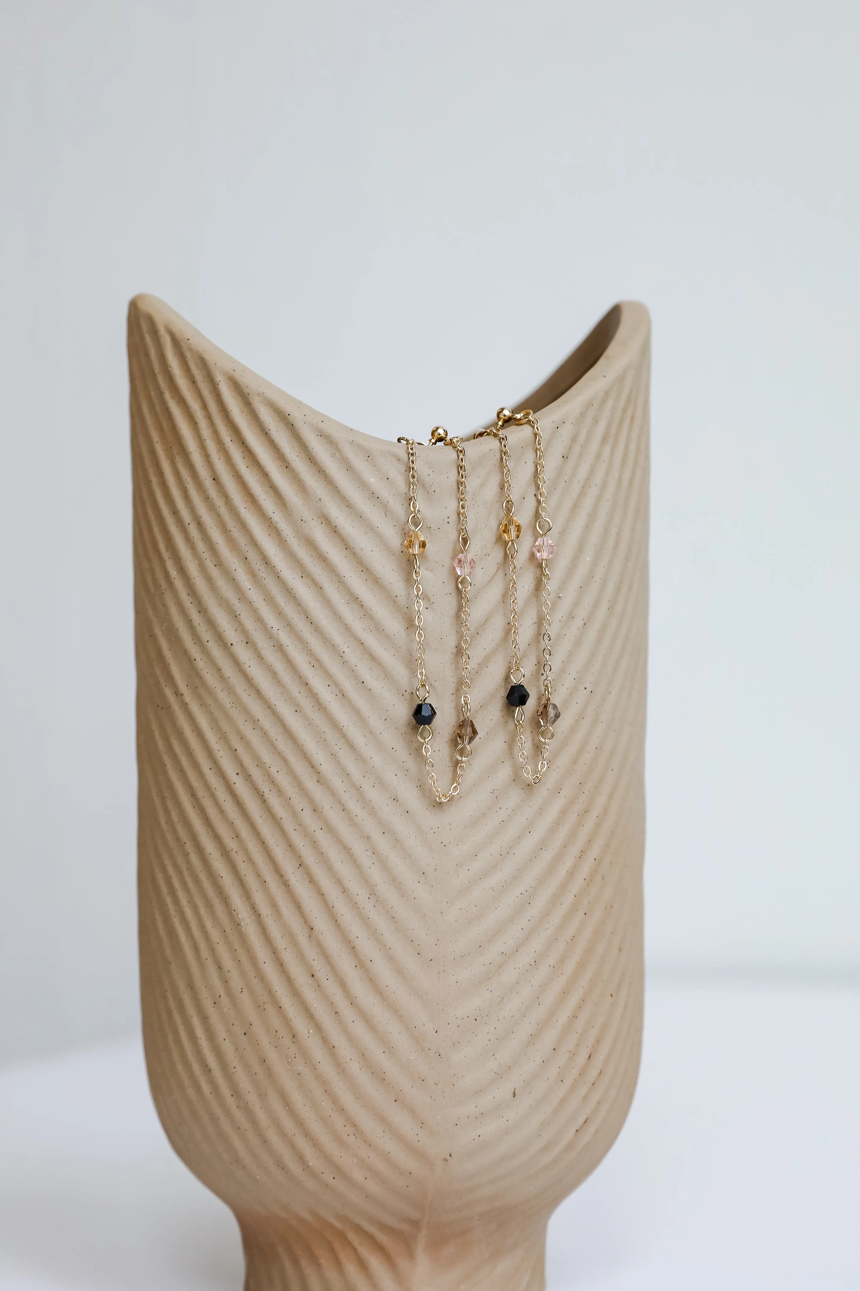 Ashley Gold Beaded Chain Drop Earrings