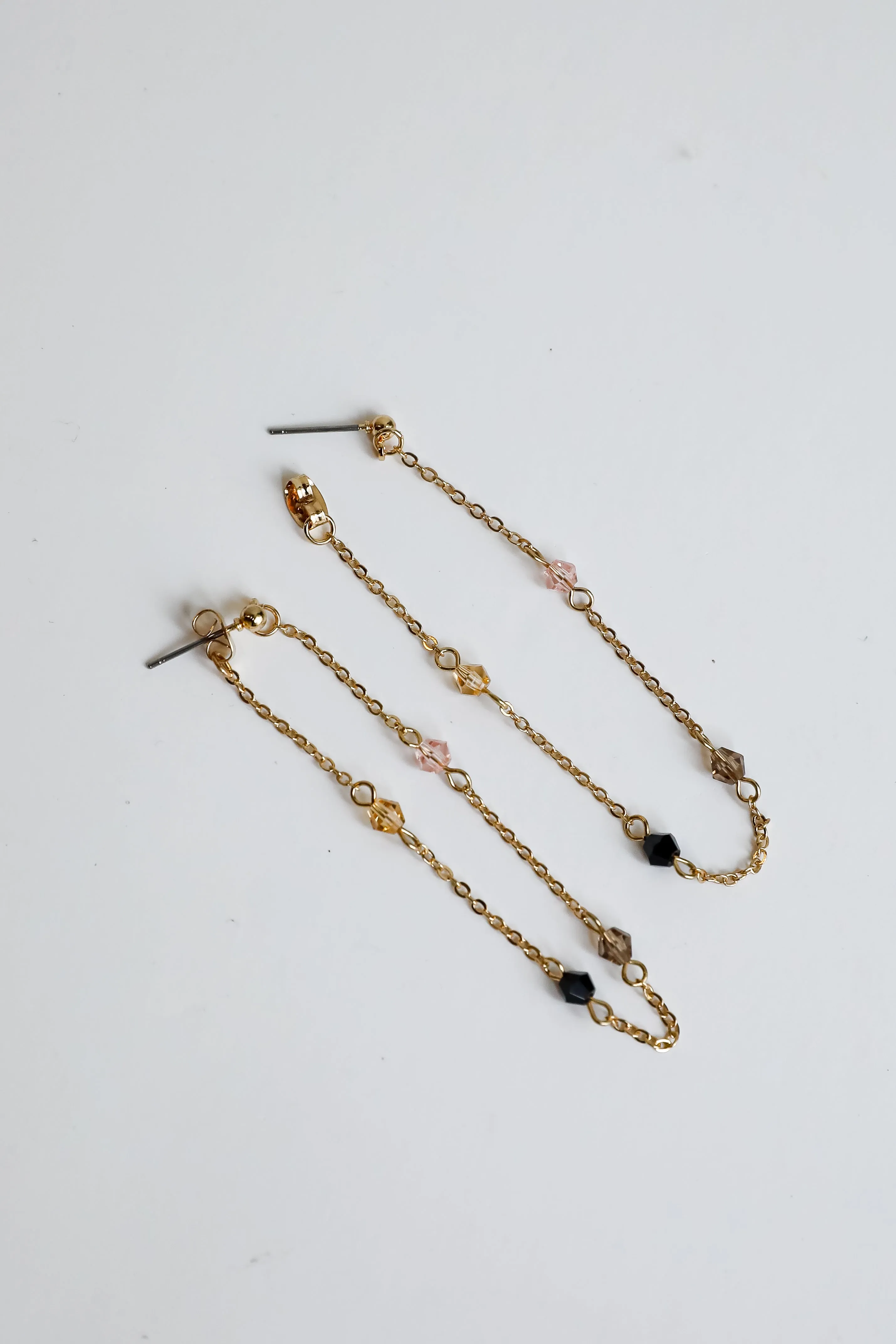 Ashley Gold Beaded Chain Drop Earrings