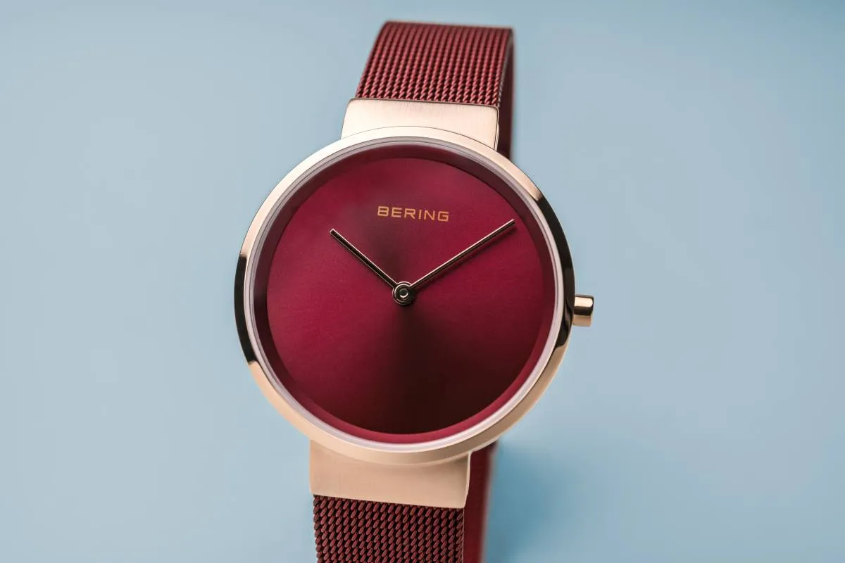 Bering 14531-363 Classic Red Stainless Steel Mesh Strap Women Watches