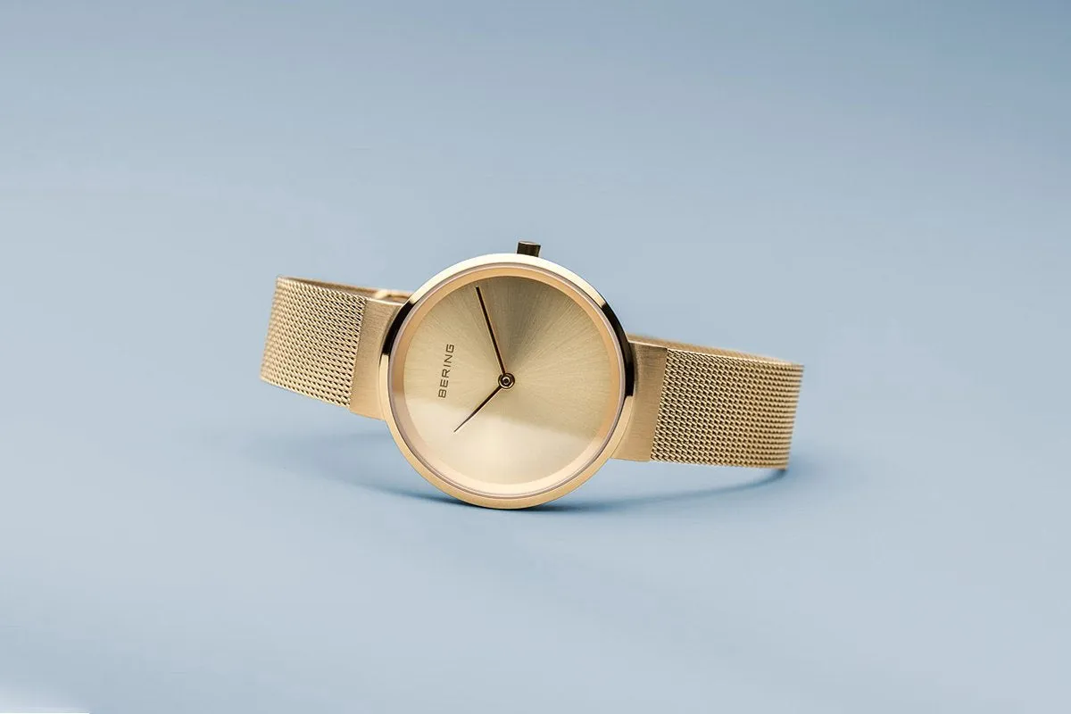 Bering Classic Brushed Gold 31mm Mesh Watch