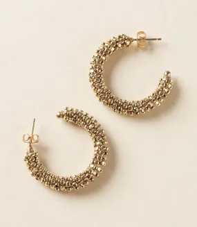 Bhavani Gold Beaded Hoop Earrings by Matr Boomie