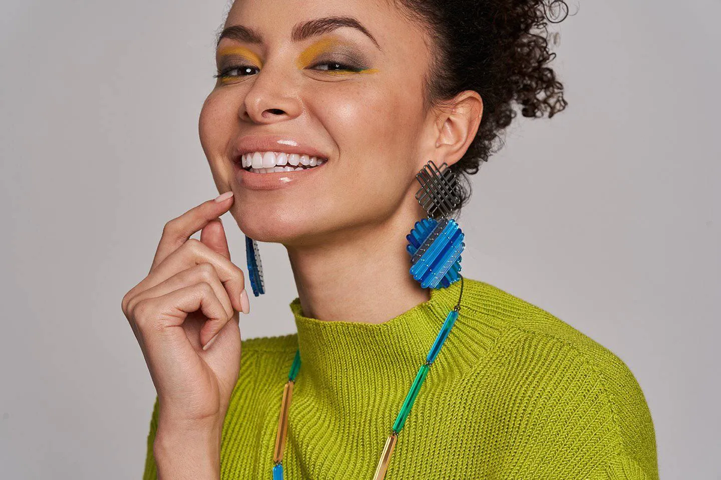 Blue Mirror 'X' Earrings