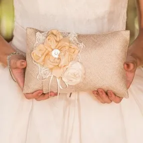 Burlap Chic Ring Pillow