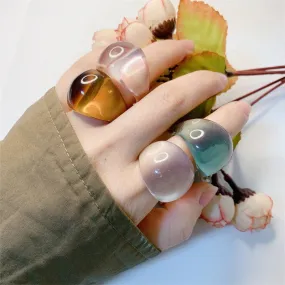 Candy Color Geometric  Resin Sweet Simple Vintage Rings