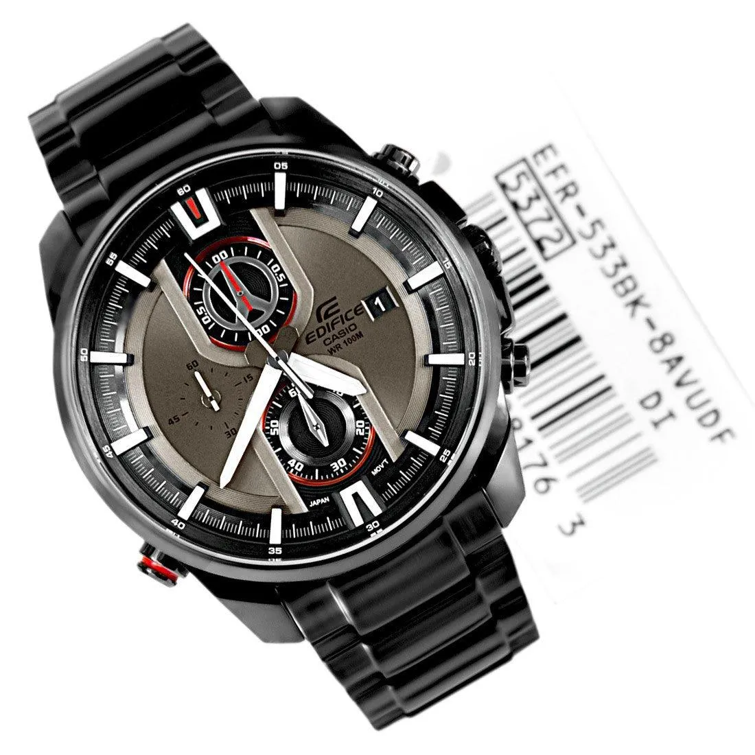 Casio Edifice EFR-533BK-8A Super ILLUMINATOR Black Stainless Steel Watch