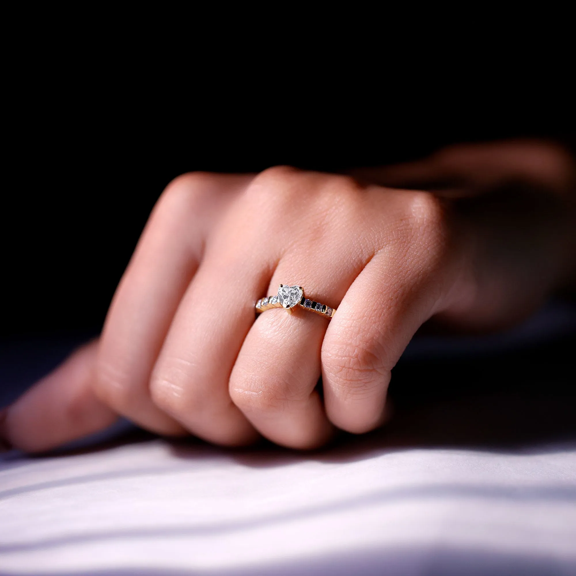 Certified Moissanite Heart Engagement Ring