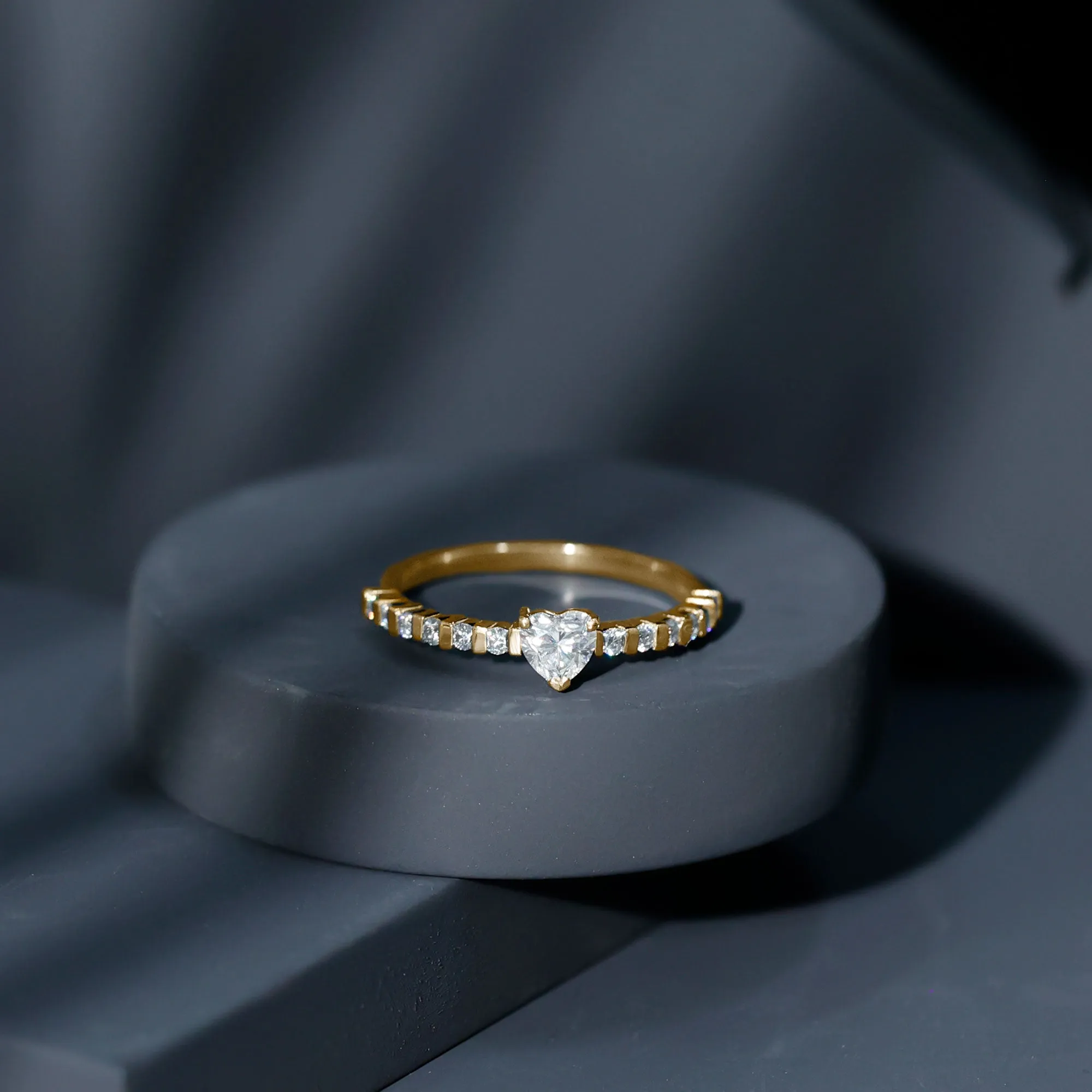 Certified Moissanite Heart Engagement Ring