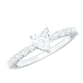Certified Moissanite Heart Engagement Ring