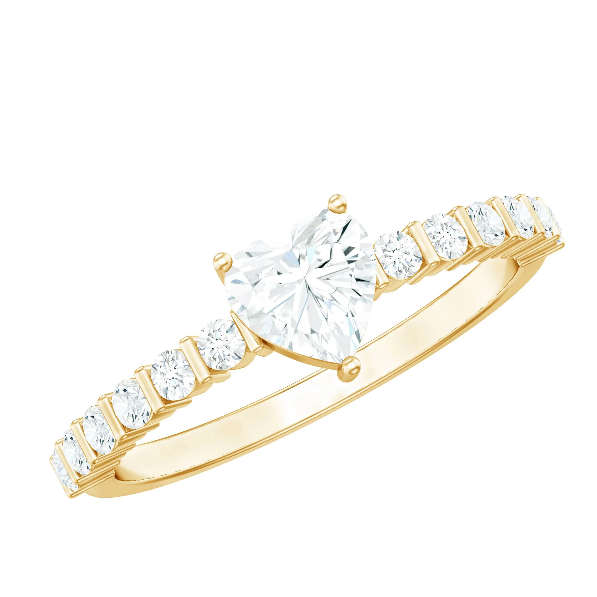 Certified Moissanite Heart Engagement Ring