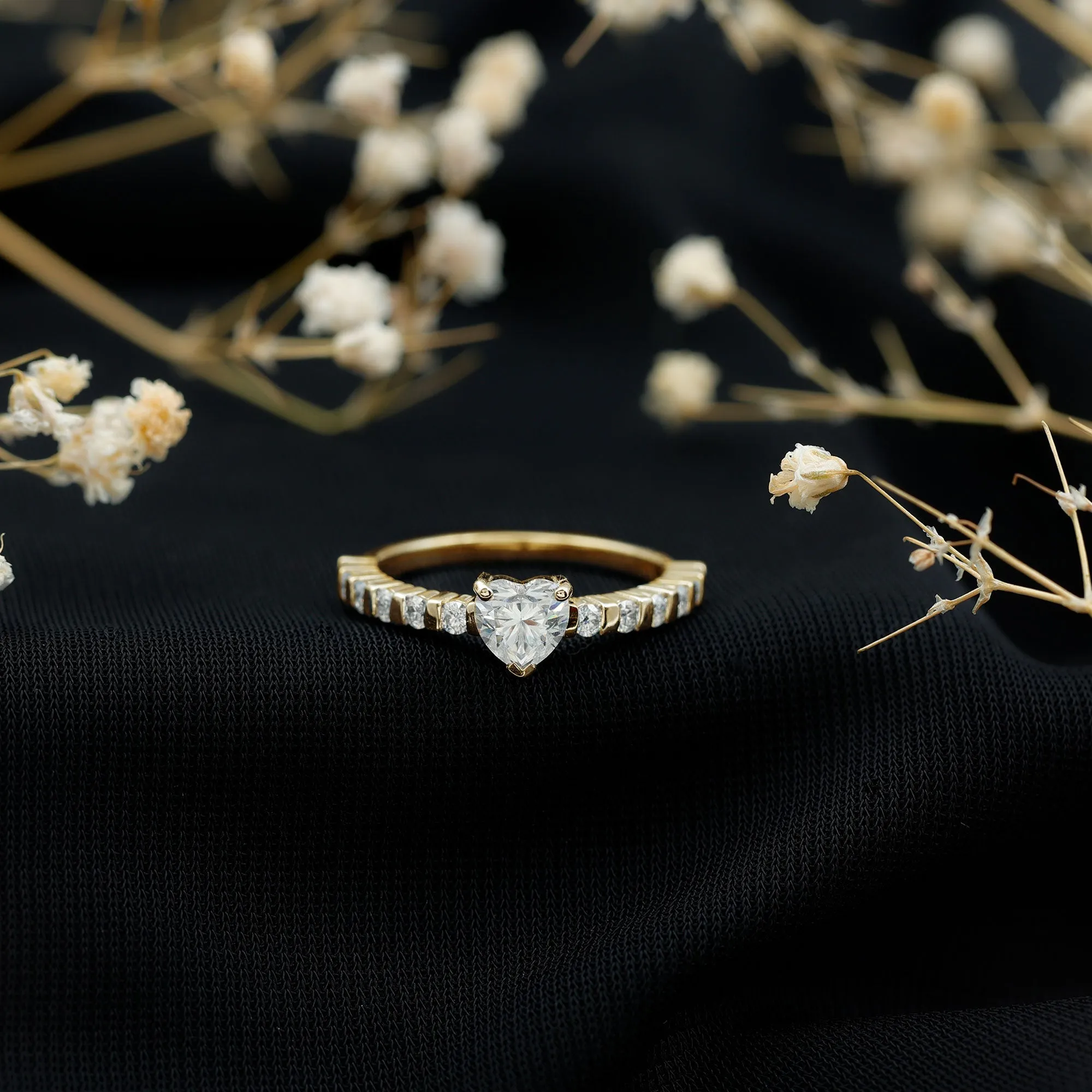 Certified Moissanite Heart Engagement Ring