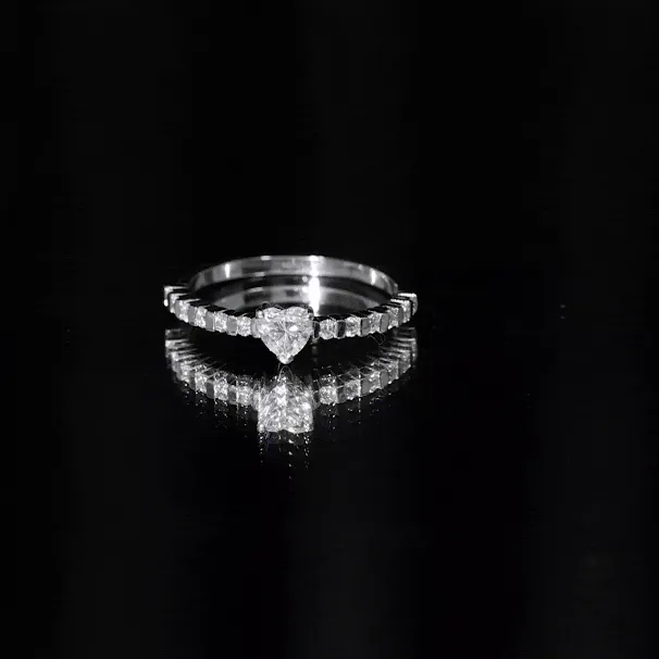 Certified Moissanite Heart Engagement Ring
