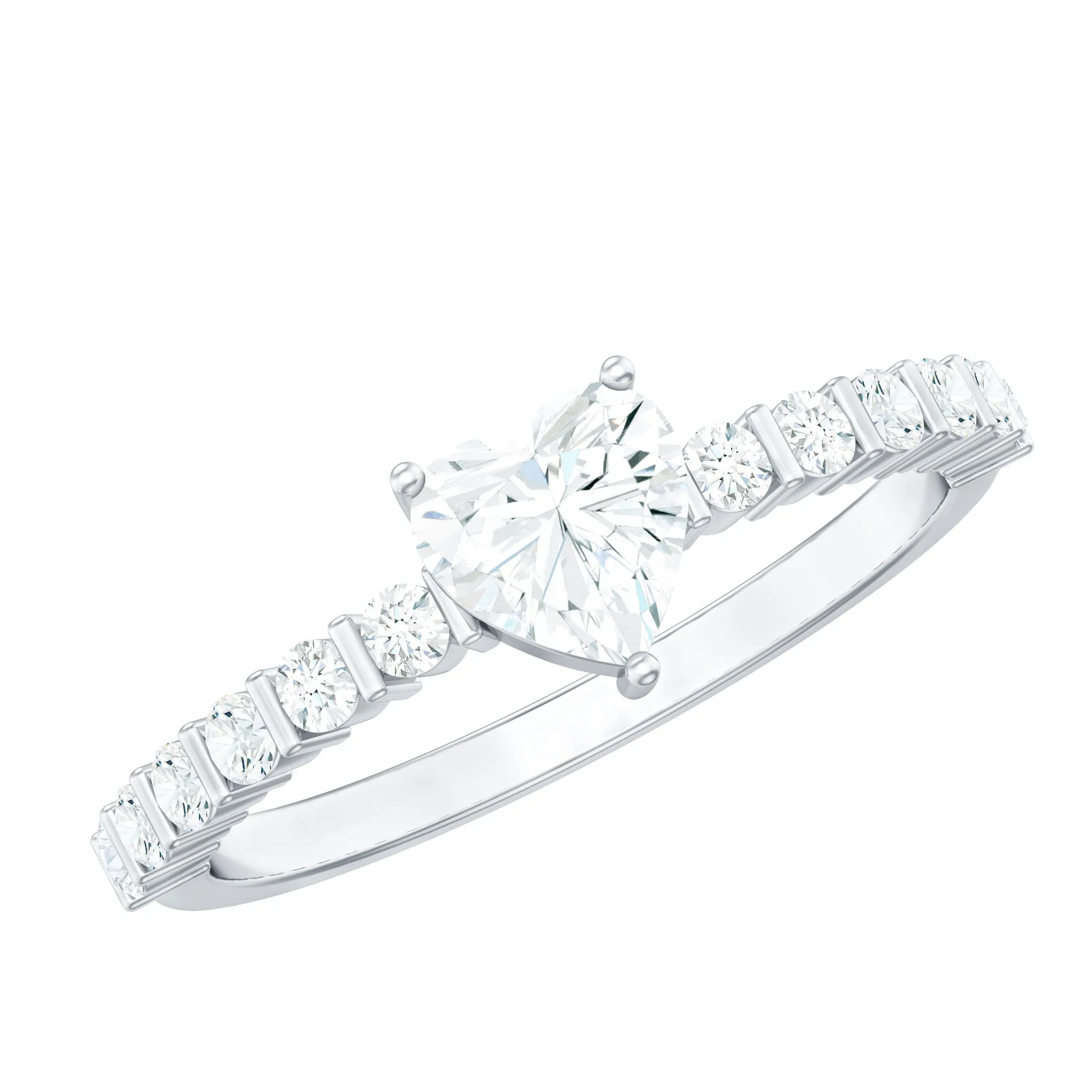 Certified Moissanite Heart Engagement Ring