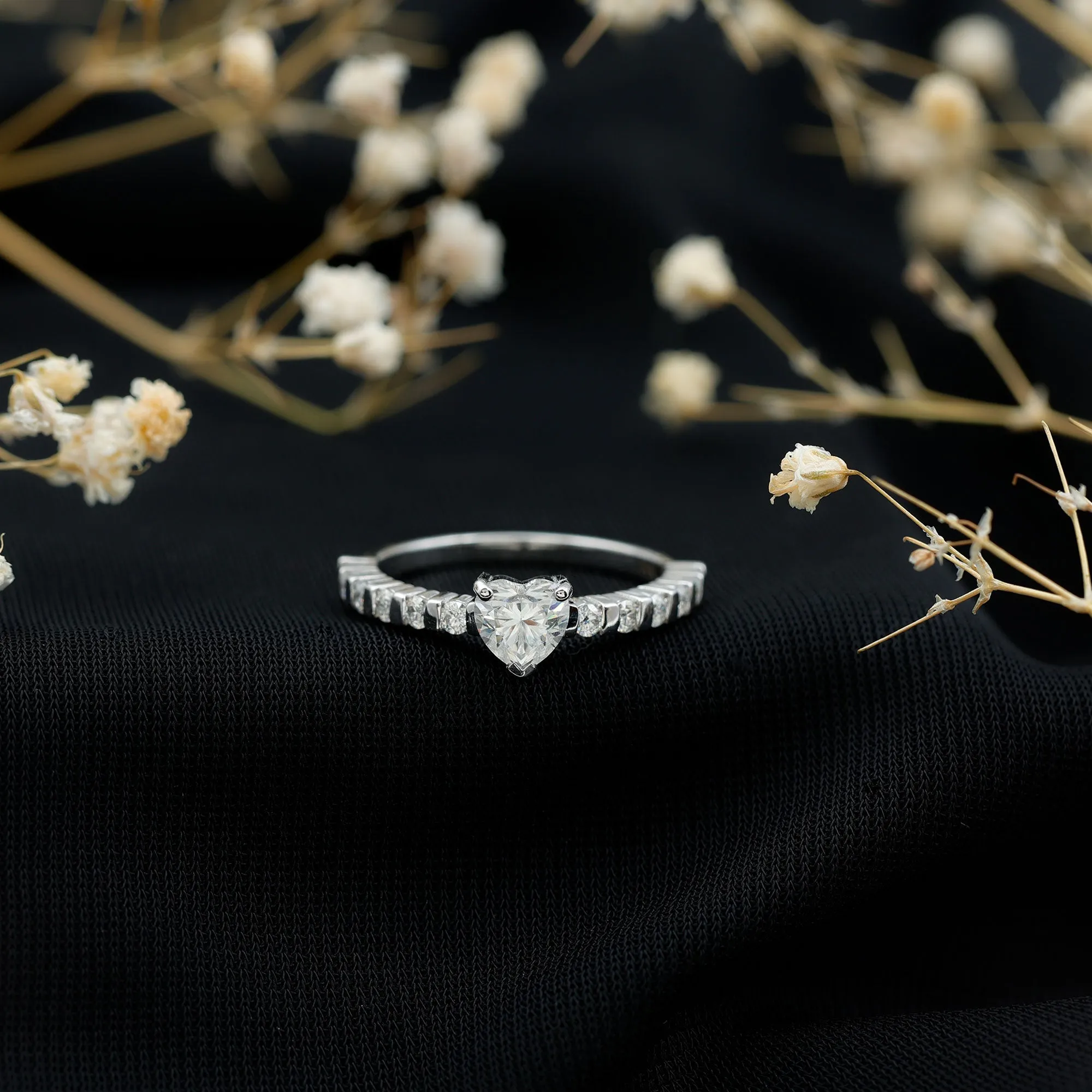 Certified Moissanite Heart Engagement Ring