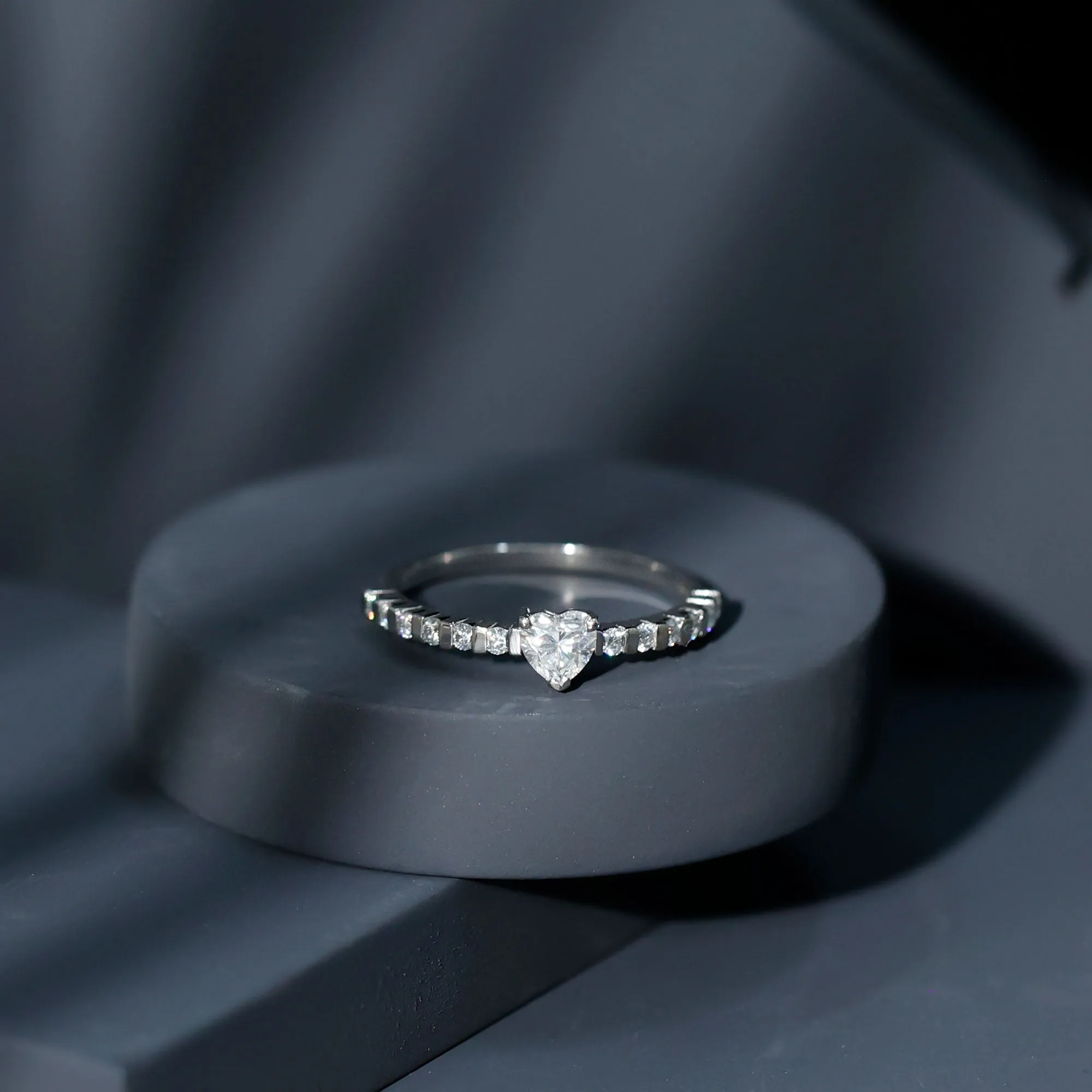 Certified Moissanite Heart Engagement Ring