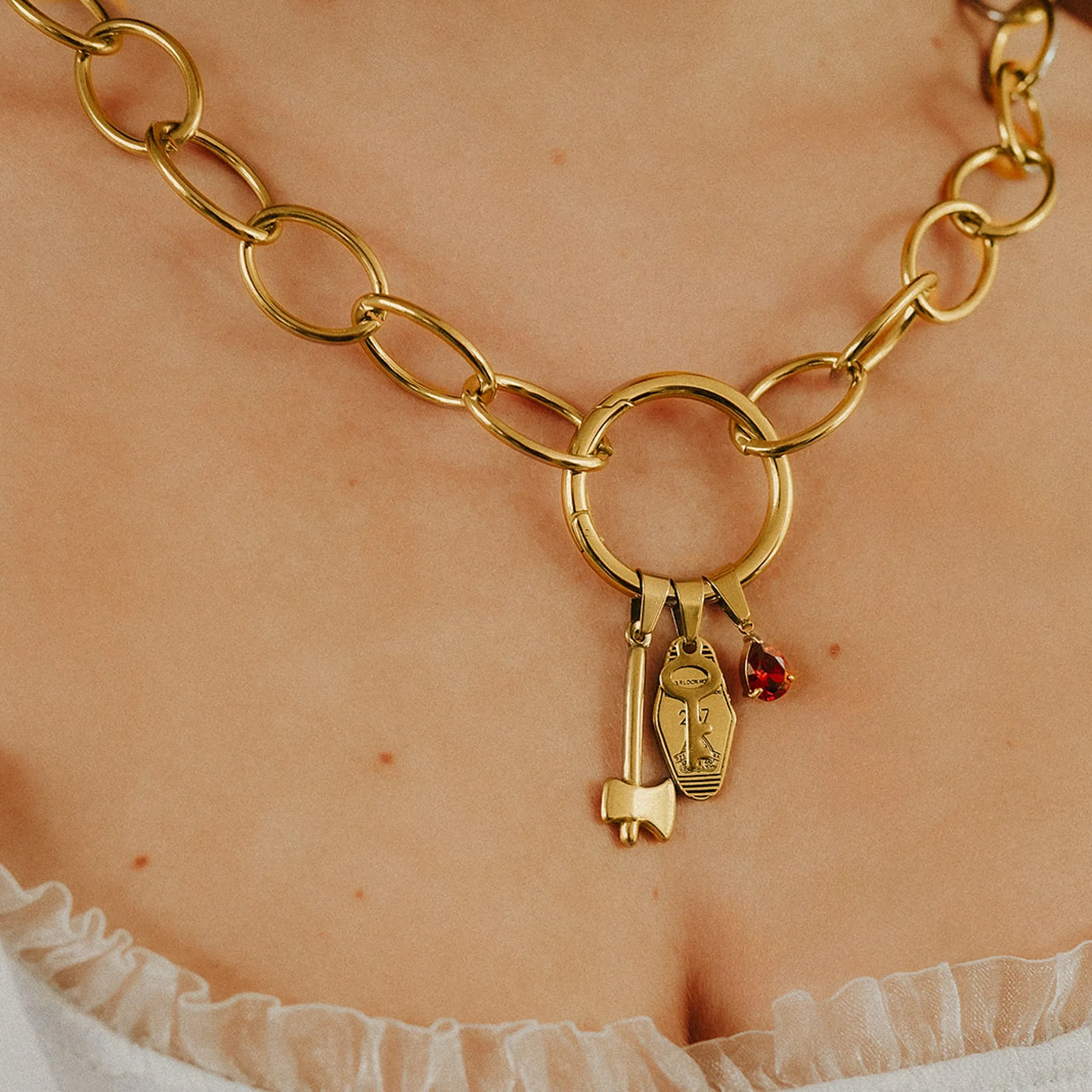 Charm Coven Crimson Veil Charm Gold