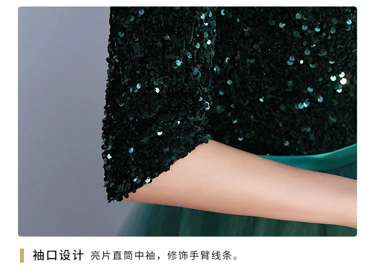 Chorus Dress Women's 2024 New Sequined Elegant Graceful Dress Women's Banquet Host Long Chorus Dress