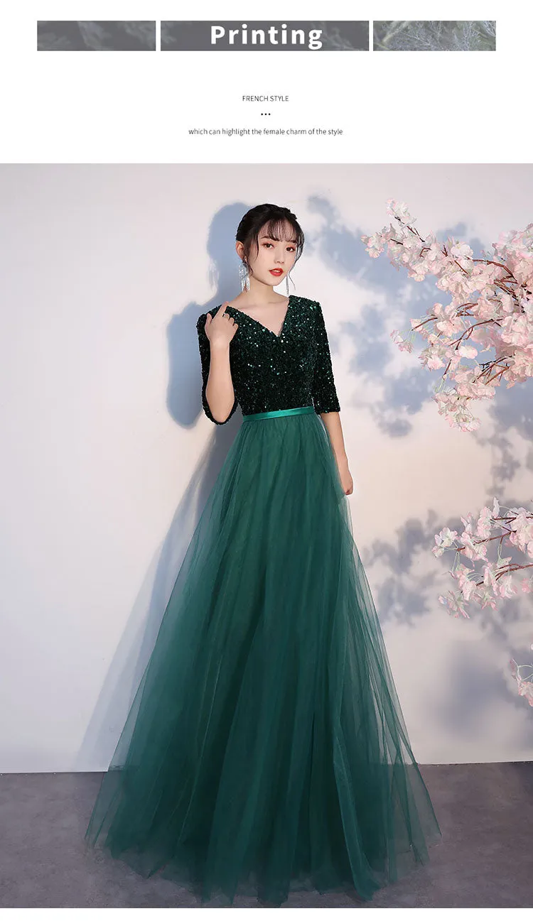 Chorus Dress Women's 2024 New Sequined Elegant Graceful Dress Women's Banquet Host Long Chorus Dress