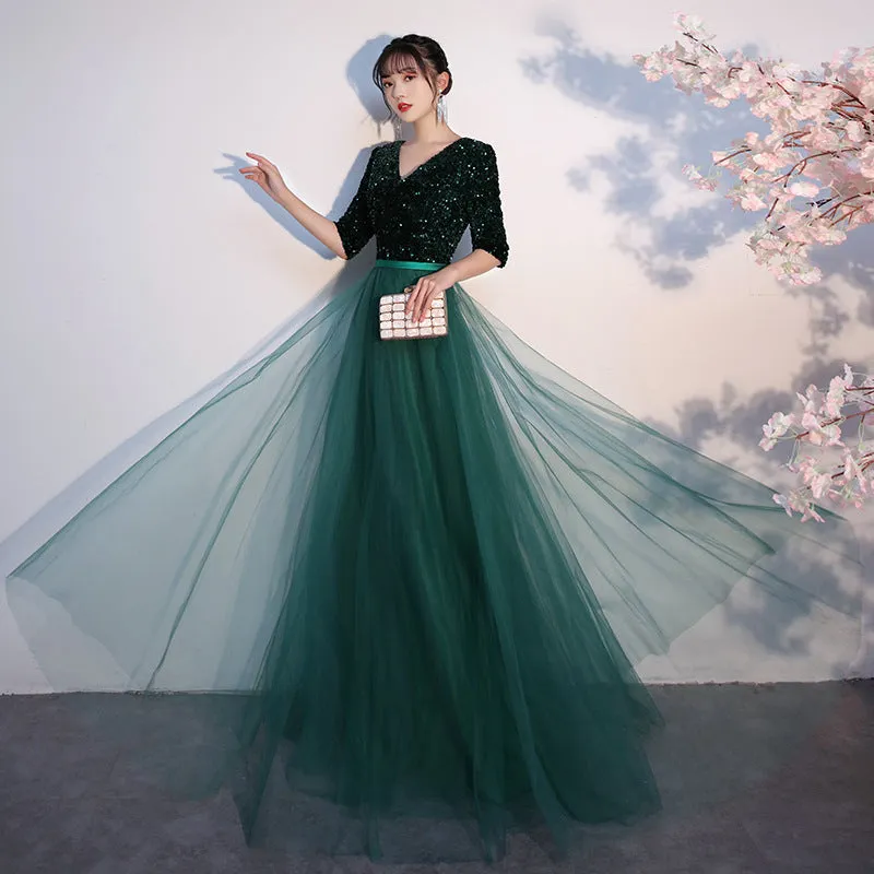 Chorus Dress Women's 2024 New Sequined Elegant Graceful Dress Women's Banquet Host Long Chorus Dress