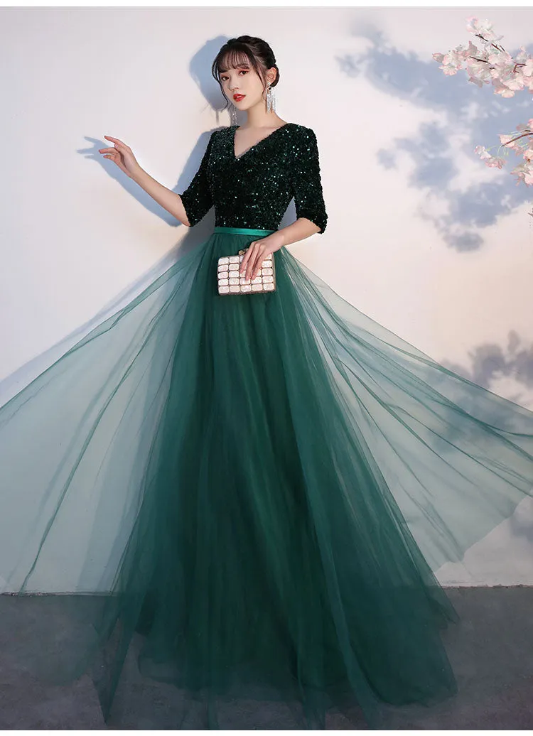 Chorus Dress Women's 2024 New Sequined Elegant Graceful Dress Women's Banquet Host Long Chorus Dress
