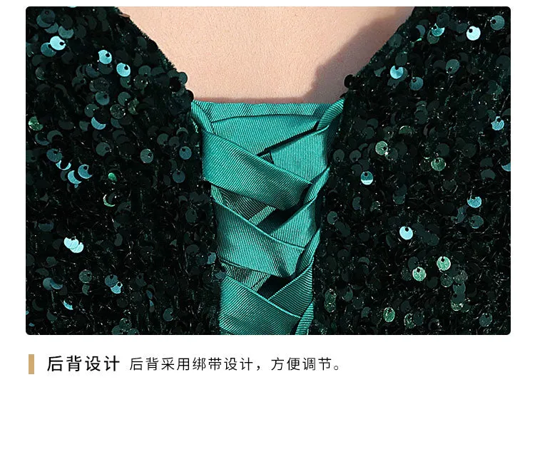 Chorus Dress Women's 2024 New Sequined Elegant Graceful Dress Women's Banquet Host Long Chorus Dress