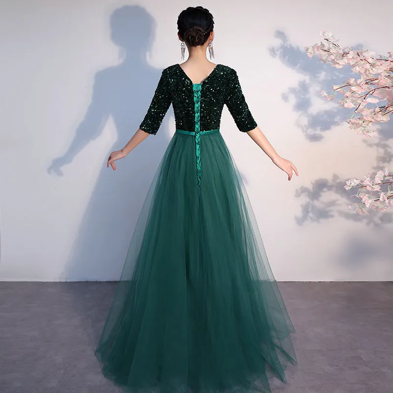 Chorus Dress Women's 2024 New Sequined Elegant Graceful Dress Women's Banquet Host Long Chorus Dress