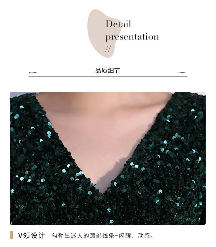 Chorus Dress Women's 2024 New Sequined Elegant Graceful Dress Women's Banquet Host Long Chorus Dress