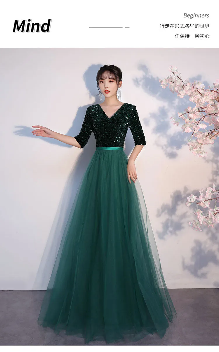 Chorus Dress Women's 2024 New Sequined Elegant Graceful Dress Women's Banquet Host Long Chorus Dress