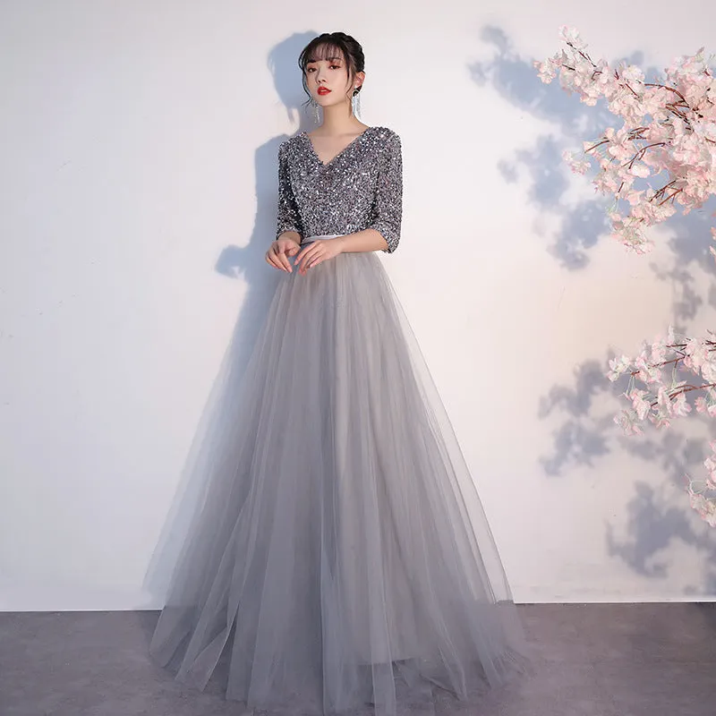 Chorus Dress Women's 2024 New Sequined Elegant Graceful Dress Women's Banquet Host Long Chorus Dress