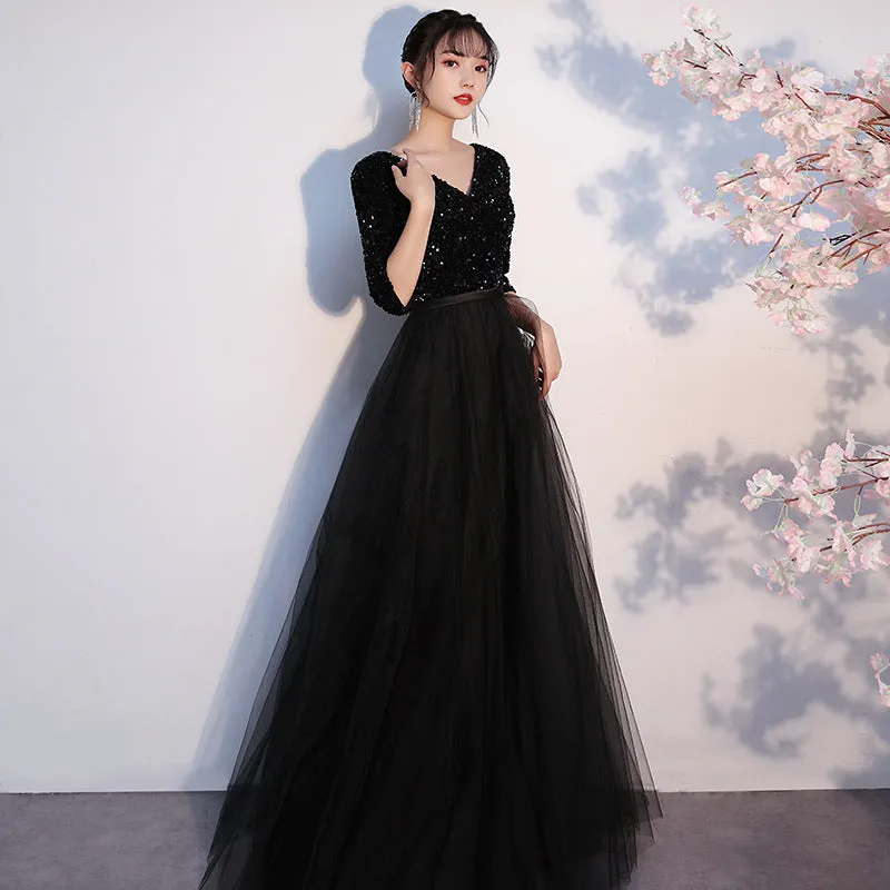 Chorus Dress Women's 2024 New Sequined Elegant Graceful Dress Women's Banquet Host Long Chorus Dress